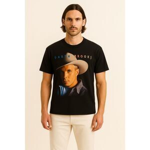 Vintage Garth Brooks | Fresh Horses Tour Black Graphic T-Shirt Size L | EUC